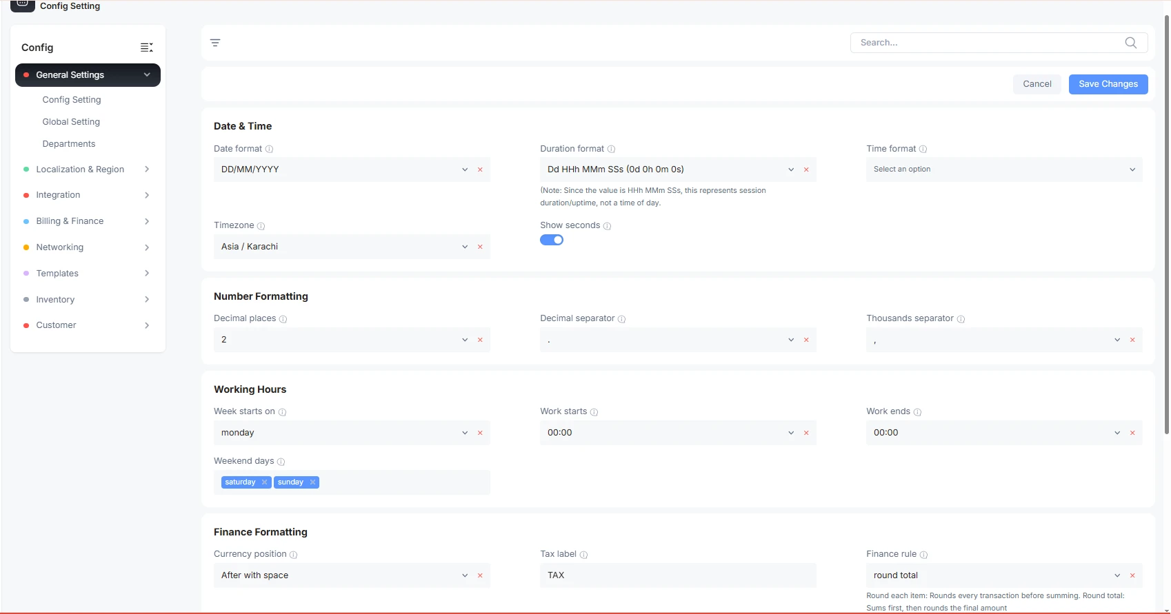 config-global settings