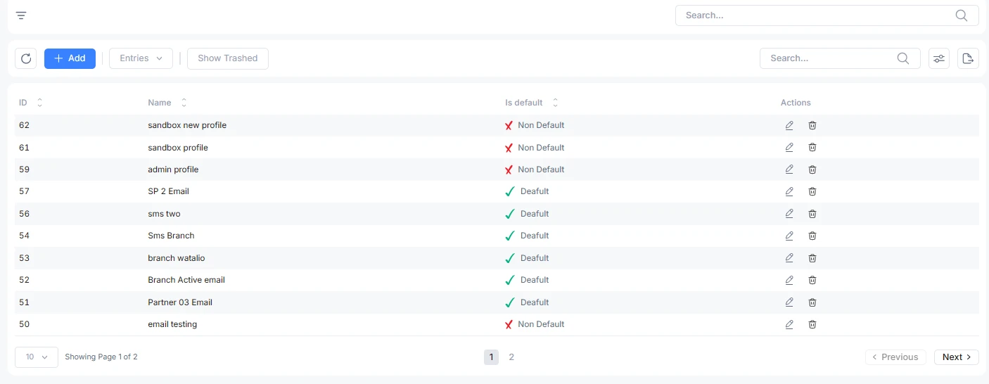 messaging profile to use in ISP CRM