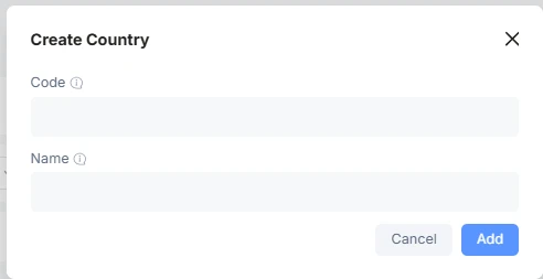 Add country in the list