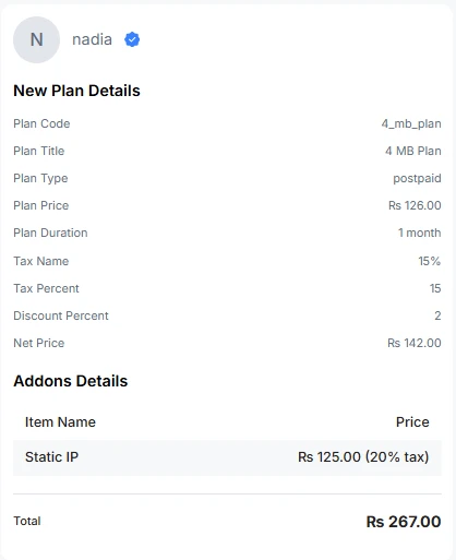 Service plan preview before activation