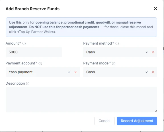 Add branch funded Reserve
